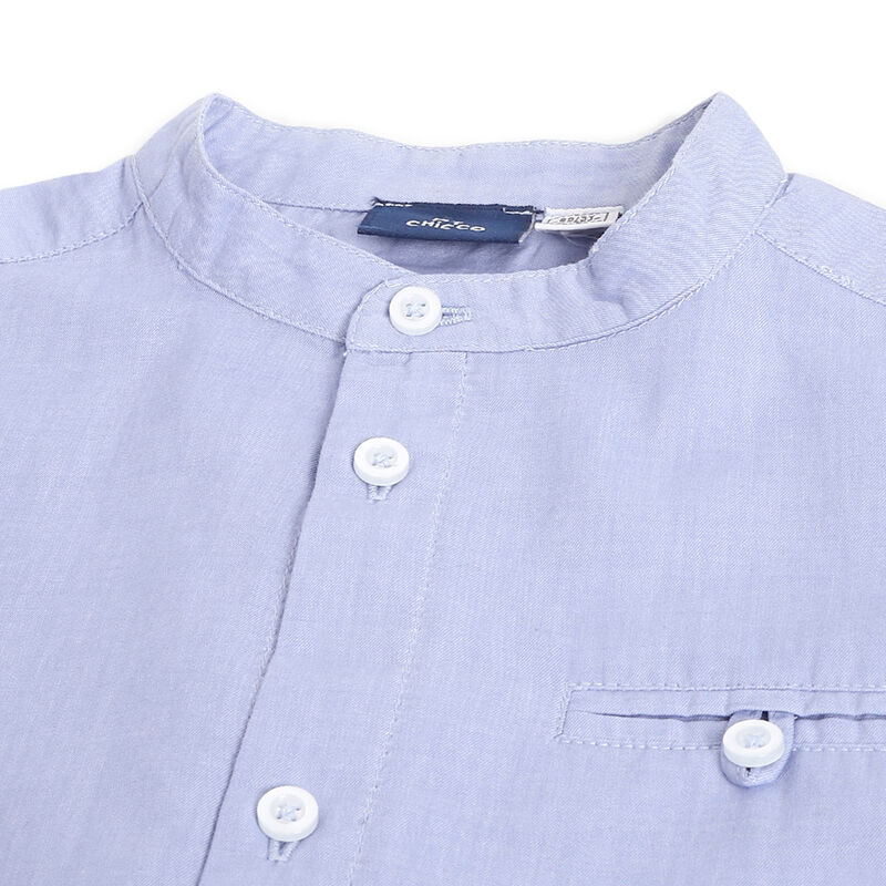 Boys Medium Light Blue Solid Long Sleeve Shirt image number 2